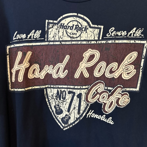 Hard Rock Cafe Honolulu Blue Short Sleeve T Shirt Men's Lg Embroidered NWT - Picture 2 of 11